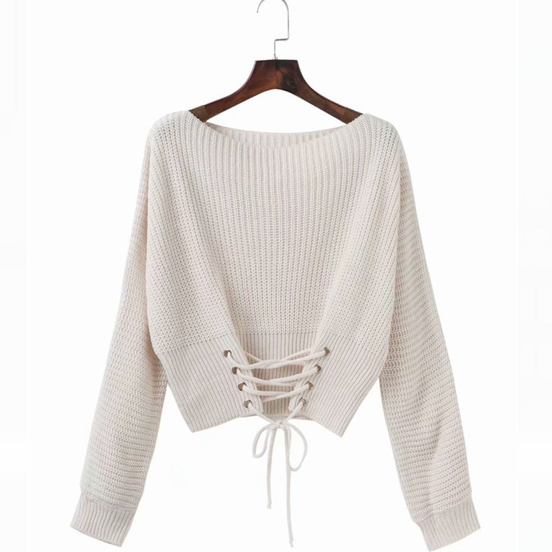 Women's sweater with a deep back neckline and decorative lace details Chic and Style