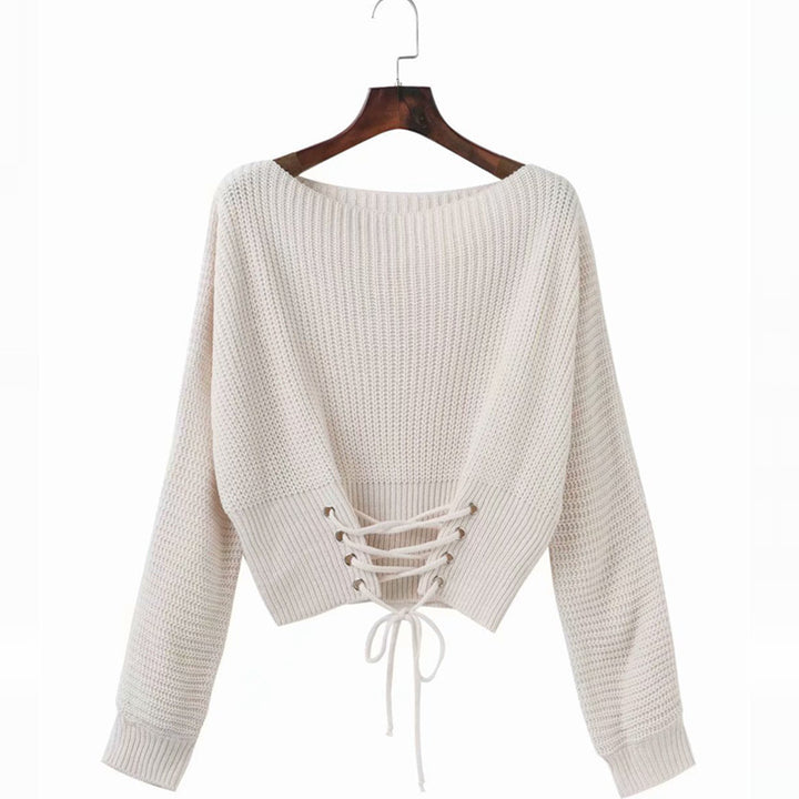 Women's sweater with a deep back neckline and decorative lace details Chic and Style