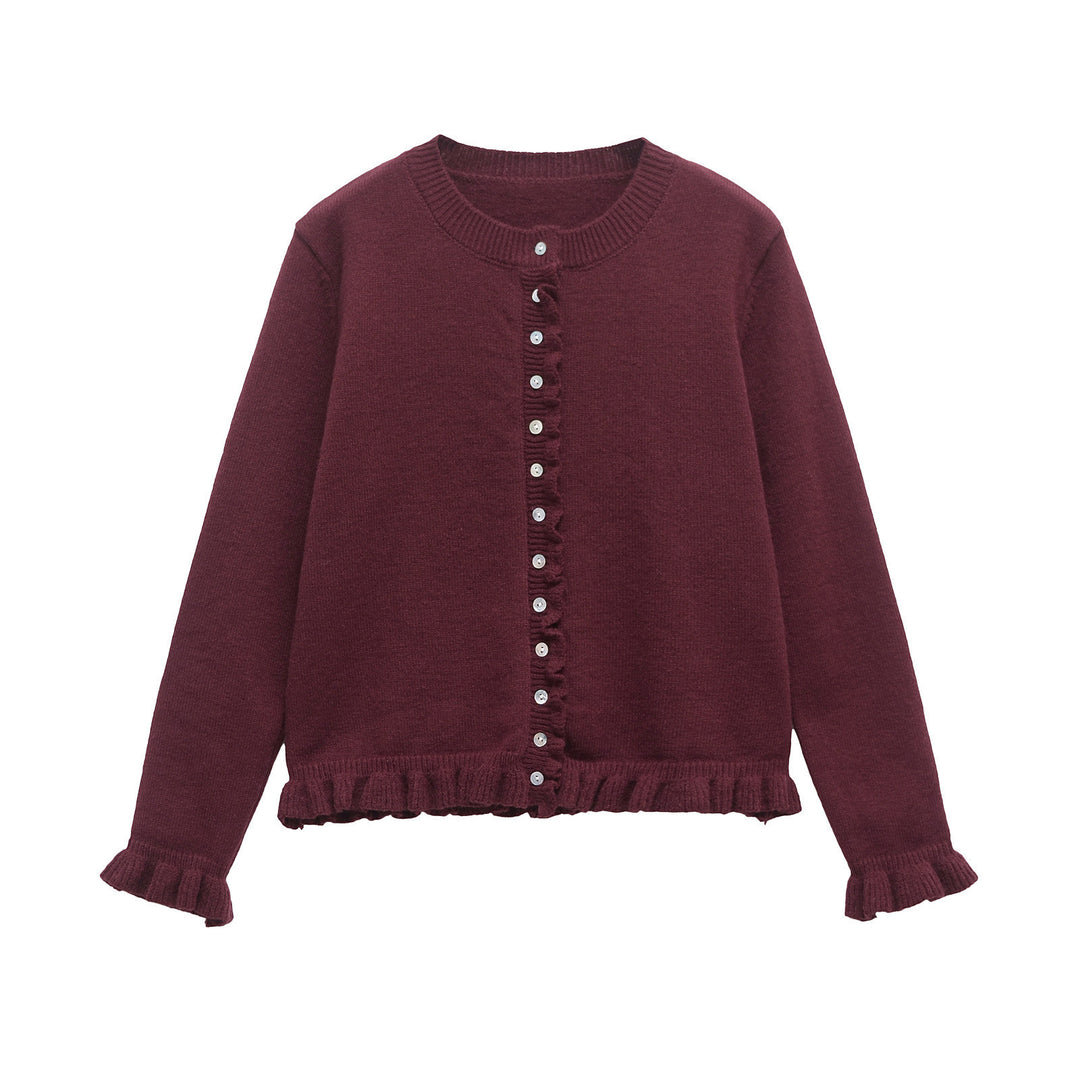 Knit jacket for women with flared details and decorative buttons Lune London