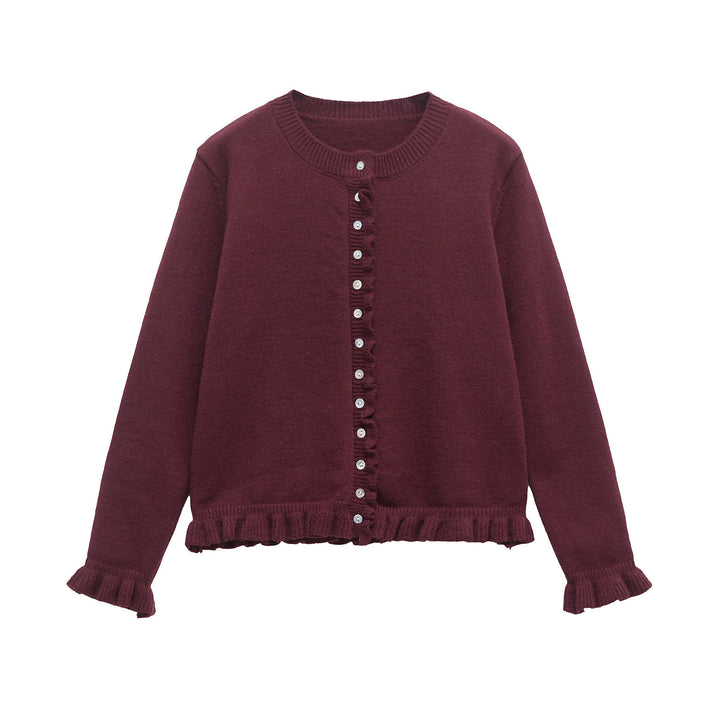 Knit jacket for women with flared details and decorative buttons Lune London