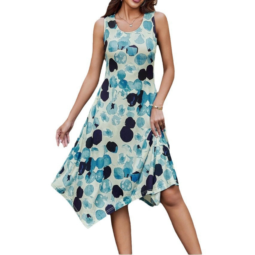 Summer shirt dress for women with asymmetrical hem and eye-catching pattern Lune London