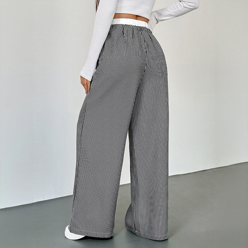 Wide striped pants for women with drawstring belt Lune London