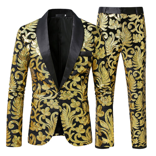 Sparkling tuxedo suit for men with floral sequin patterns Lune London