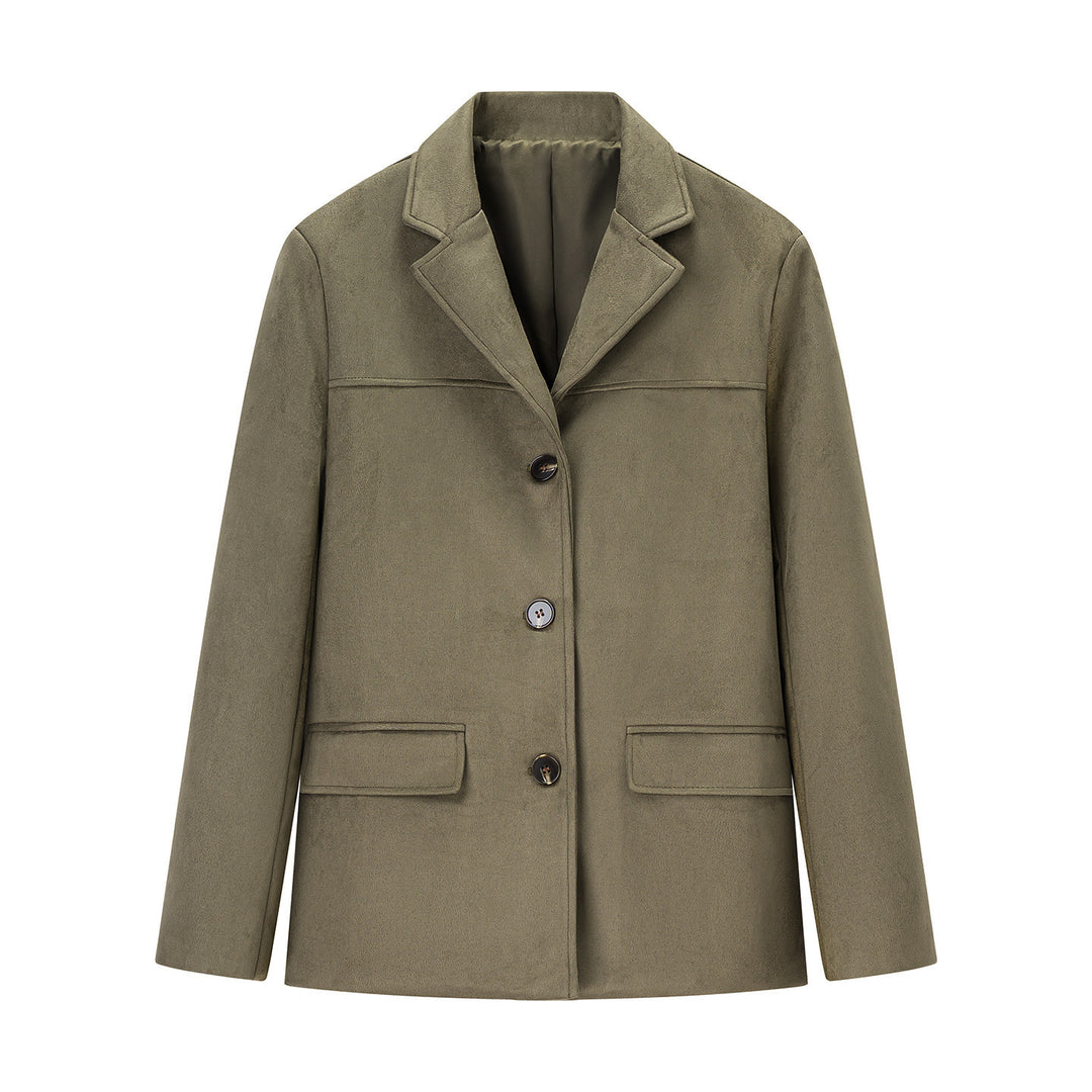 Veste en daim tendance pour dames avec poches élégantes et détails de boutons Lune London