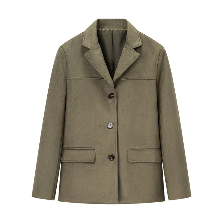 Veste en daim tendance pour dames avec poches élégantes et détails de boutons Lune London