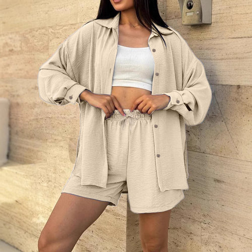 Casual overshirt set for women with elastic waist and loose shorts Lune London