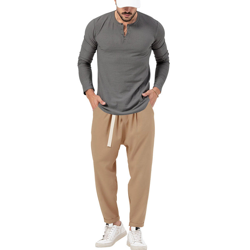 Men's Casual Long Sleeve Henley T-Shirt and Comfortable Jogging Pants Set Lune London