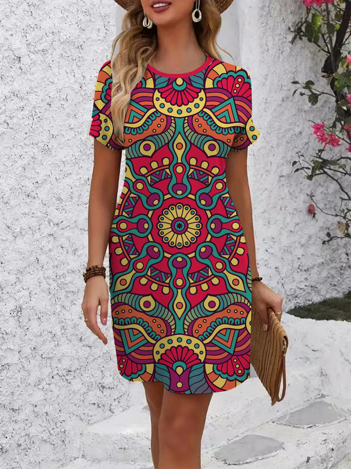 Women colorful mandala dress in casual cut Lune London