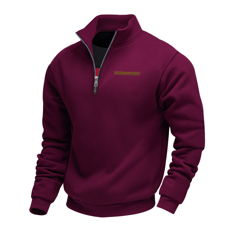 Sporty fleece pullover for men with half-zip Lune London