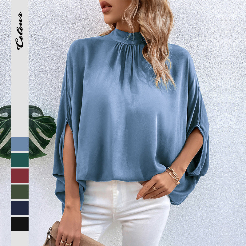 Women's tank top elegant high collar with side slit Lune London