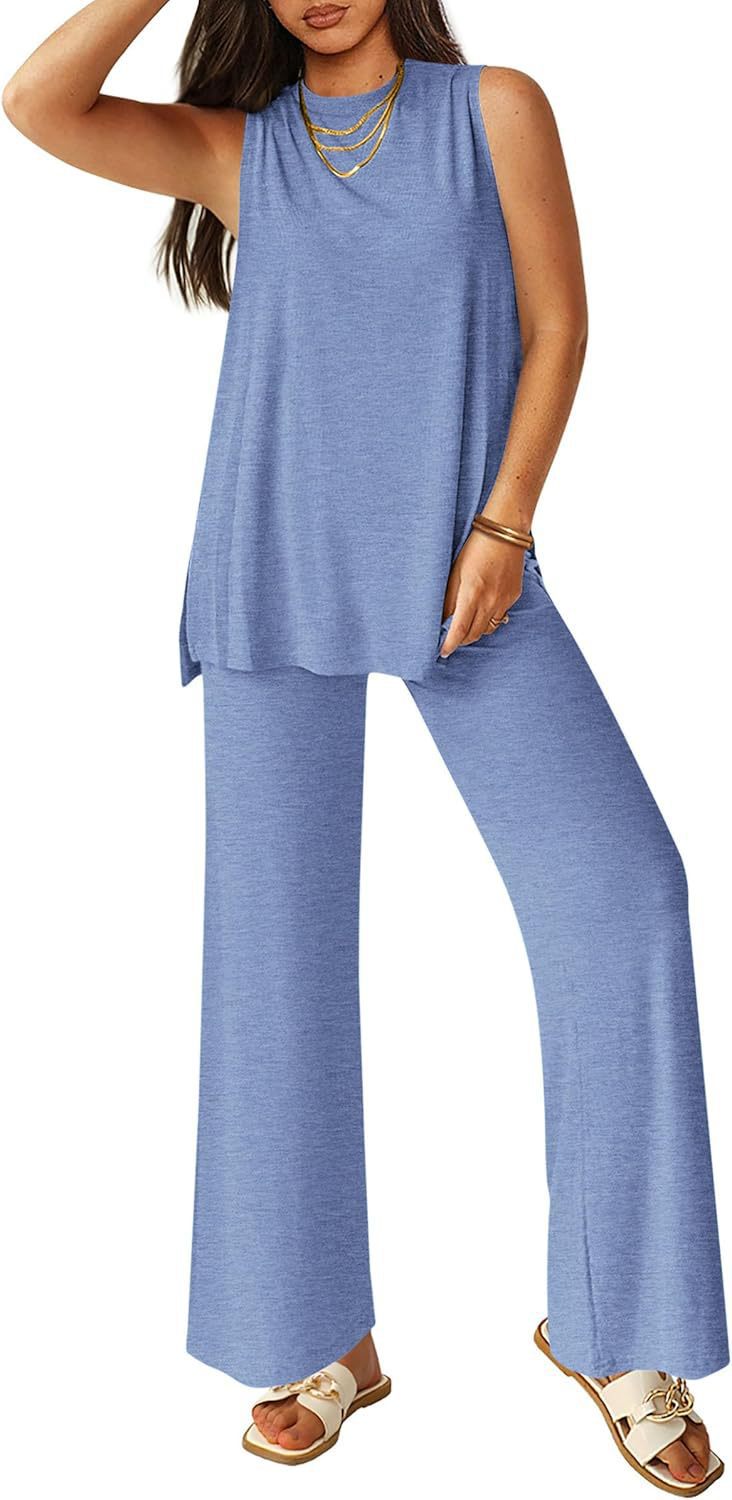Ladies Casual Top and Wide Leg Pants Set Lune London