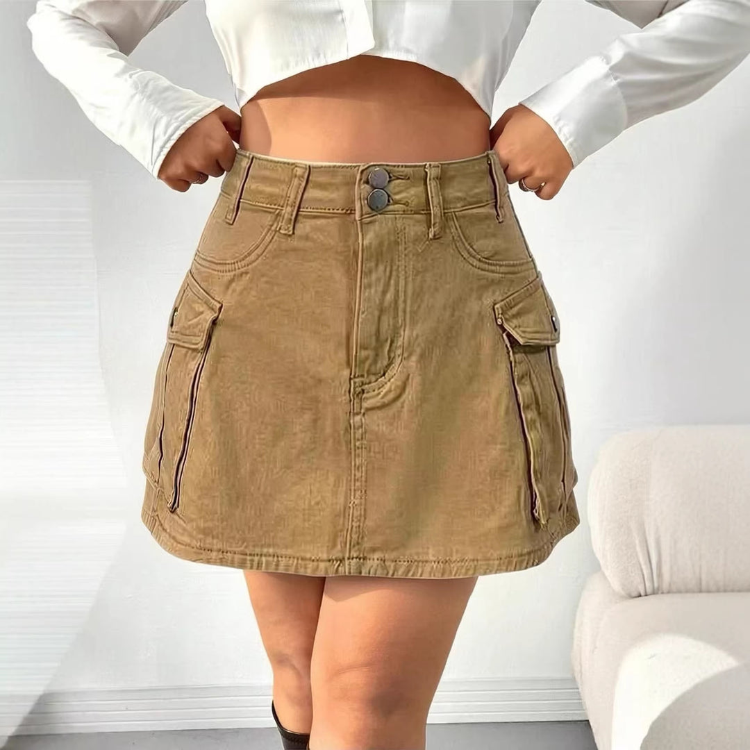 Women's denim mini skirt with patch pockets and modern details Lune London