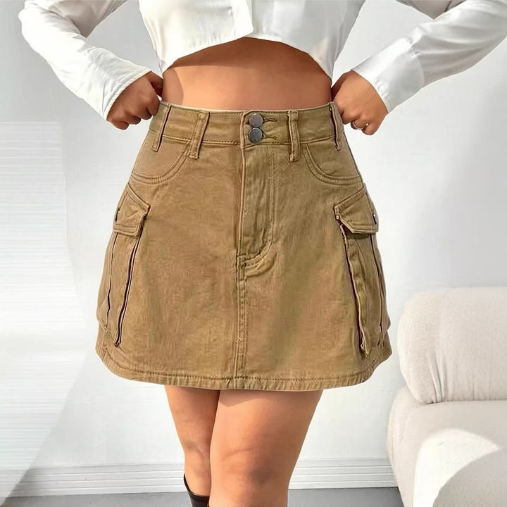 Women's denim mini skirt with patch pockets and modern details Lune London
