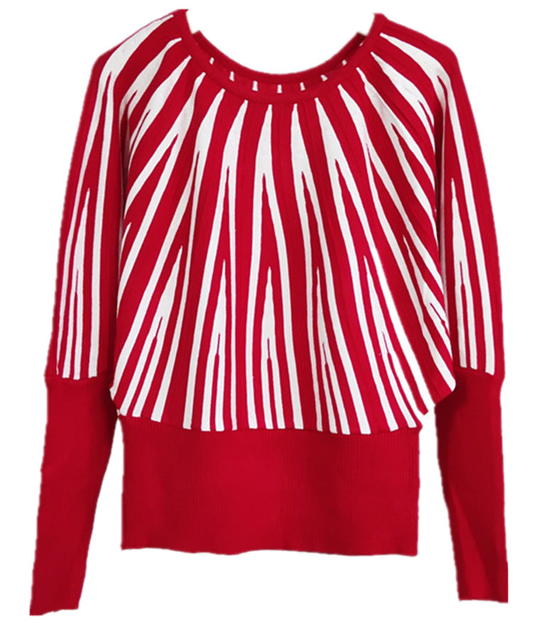 Trendy striped sweater for women with innovative cut and casual chic style