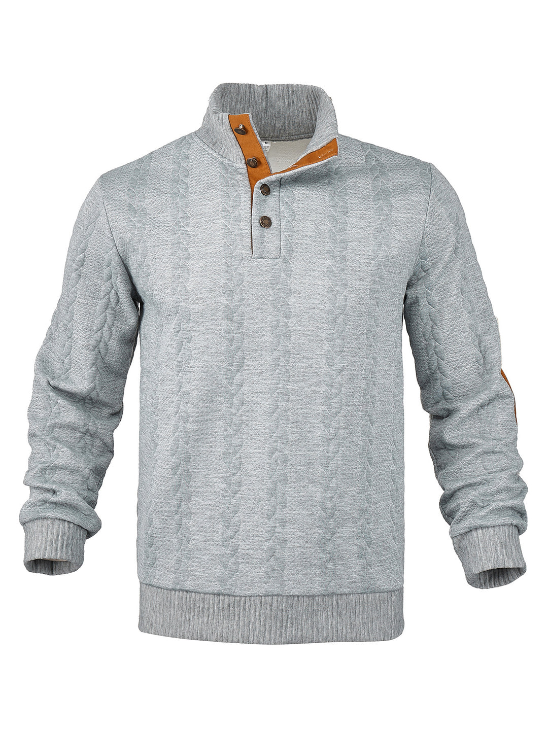 Men's fleece pullover with textured cable knit pattern and modern stand-up collar Chic and style