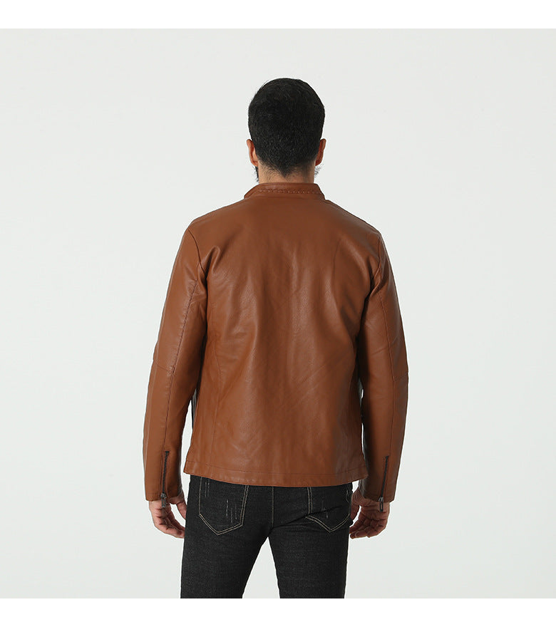 Trendy synthetic leather jacket for men with elastic collar Lune London