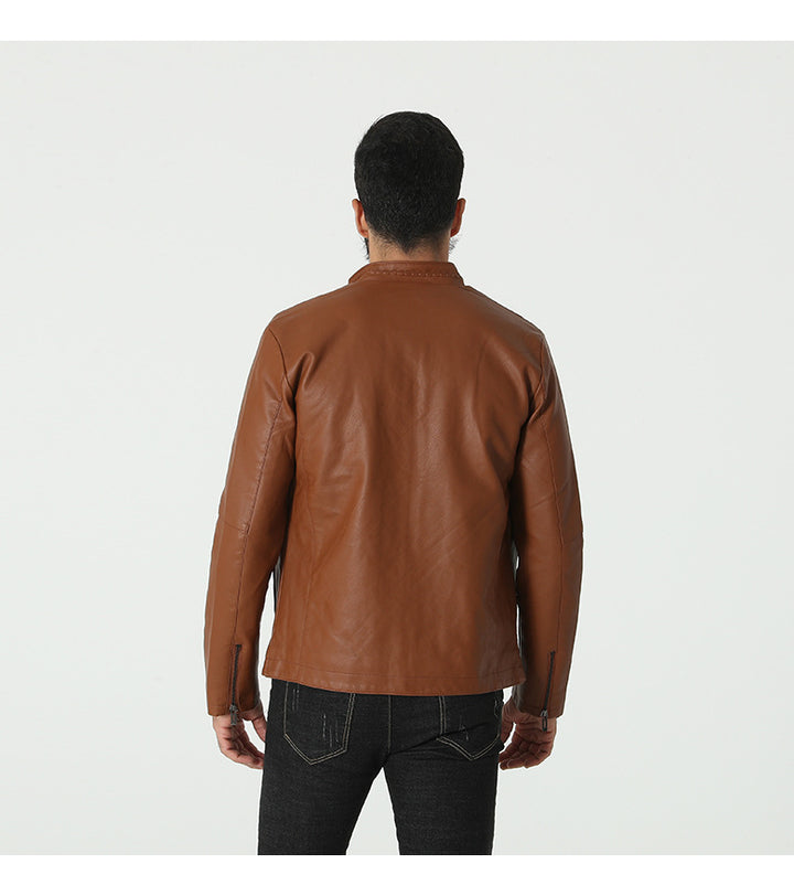 Trendy synthetic leather jacket for men with elastic collar Lune London