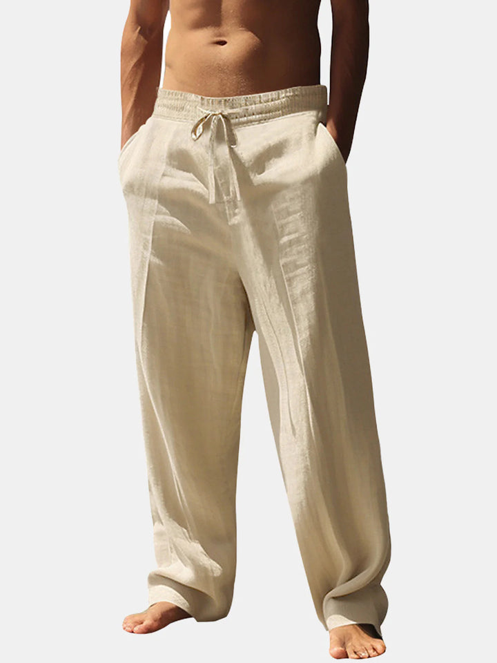 Casual linen pants for men with elastic waistband and side pockets Lune London
