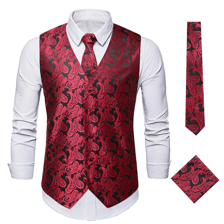 Elegant waistcoat for men with a stylish paisley pattern and matching accessories Lune London