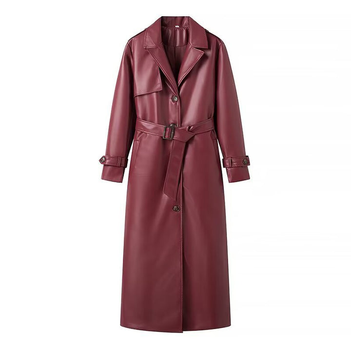 Faux leather trench coat for women with adjustable belt and stylish cut Lune London