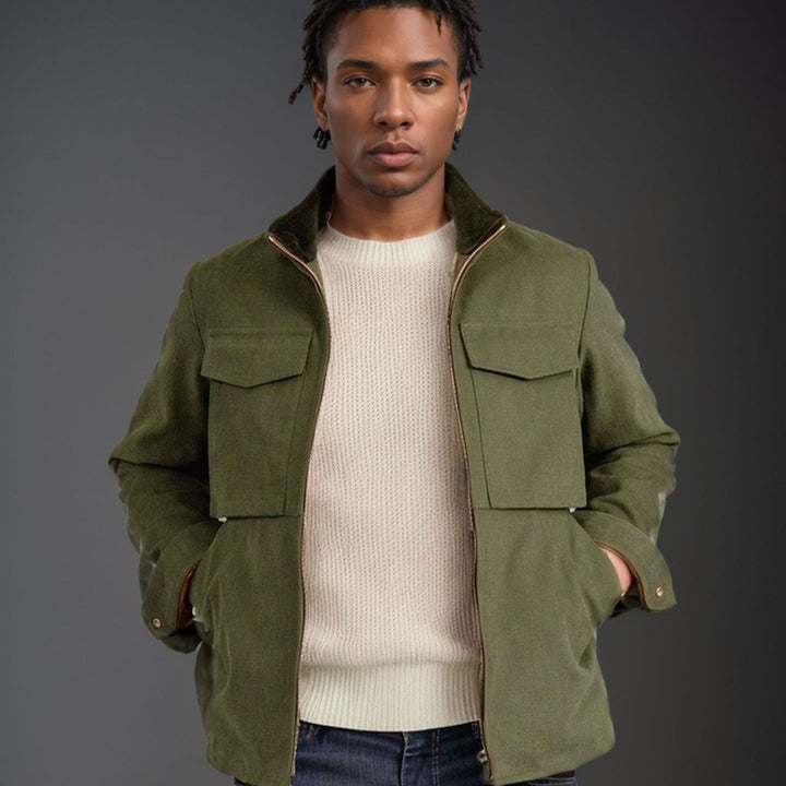 Practical utility jacket for men with large patch pockets Lune London