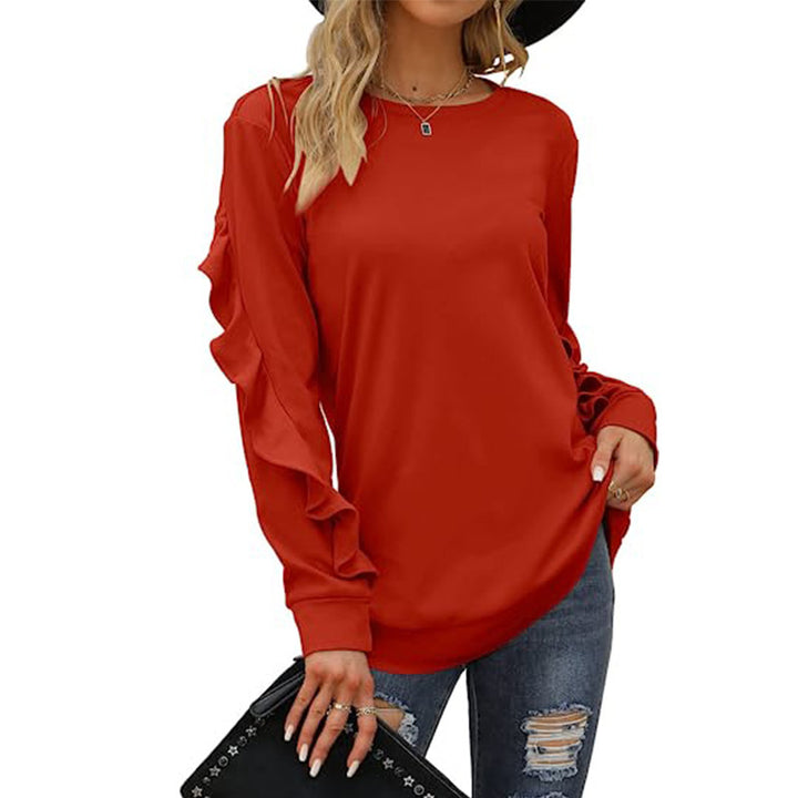 Women Casual Sweatshirt with Ruffled Sleeves Lune London