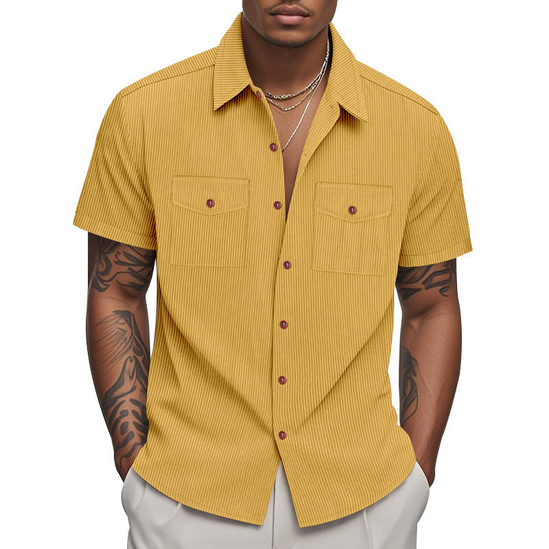 Short sleeve shirt for men with a practical striped pattern and two chest pockets Lune London