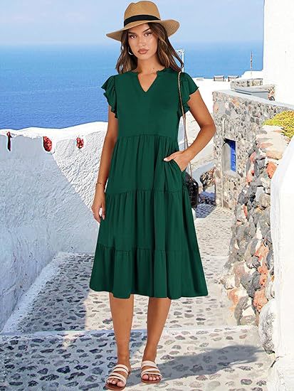 Leisure dress for women with ruffled details and pockets Lune London
