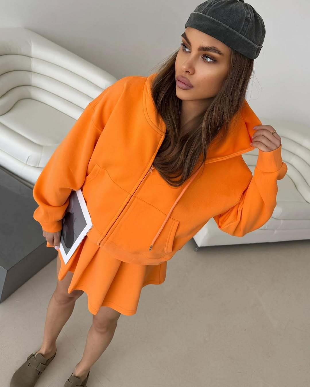 Women's sports top with skirt and hood Lune London