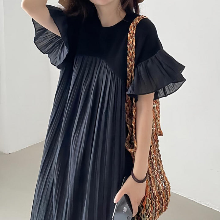 Fluid maxi dress for women with gathered edges Lune London