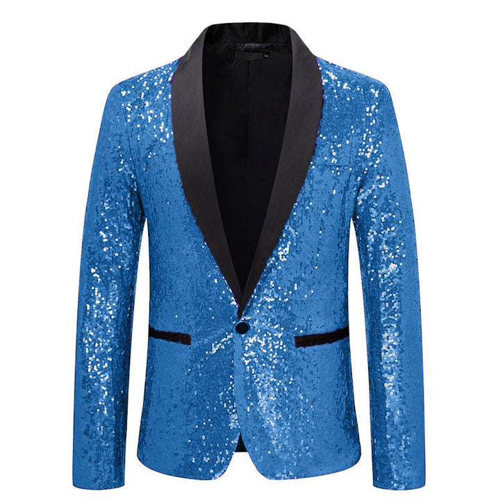 Ladies Bl sparkling blazer with black lapels Lune London