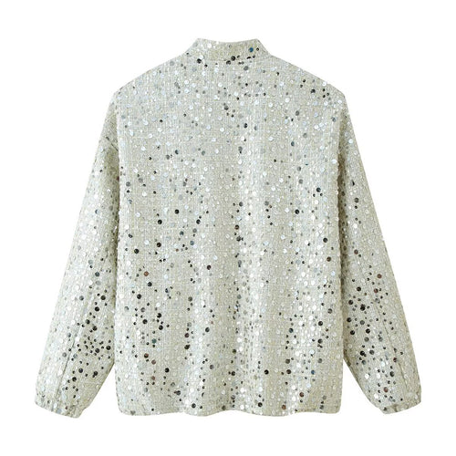 Shiny bomber jacket for women with sparkling sequins Lune London