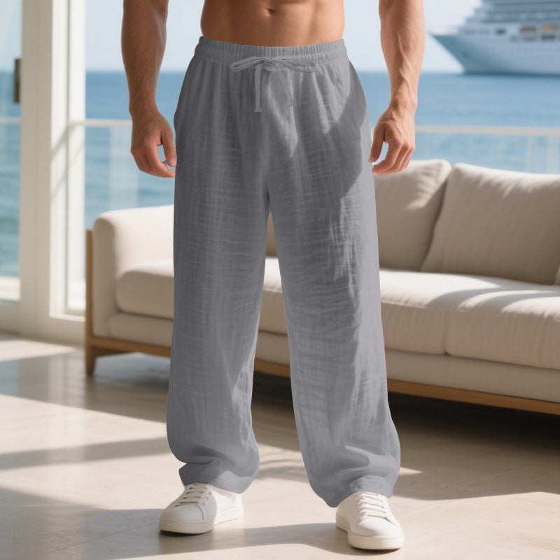 Casual long cotton pants for men with elastic waistband and practical drawstring Lune London