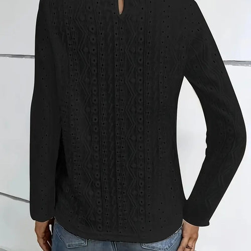 Elegant blouse for women with lace inserts and a detailed hole pattern Lune London