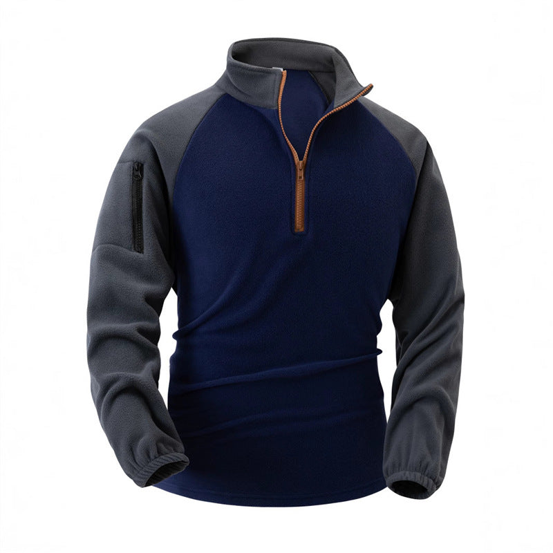 Men's Fleece Pullover with Half-Zip and Functional Pockets Lune London
