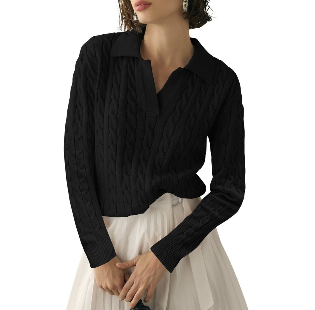 Turtleneck sweater for women with carp pattern and contrasting edges Lune London