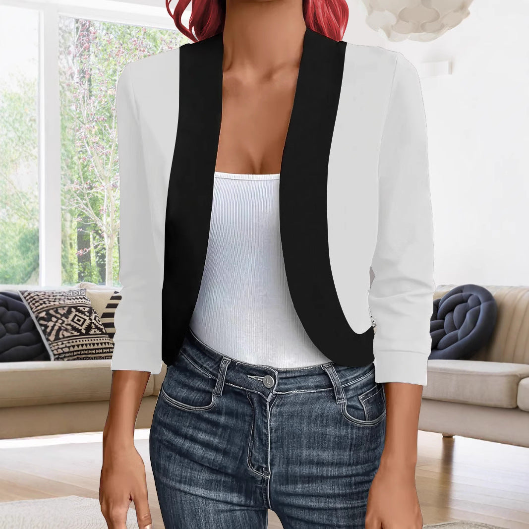 Women elegant blazer with contrasting inserts Lune London