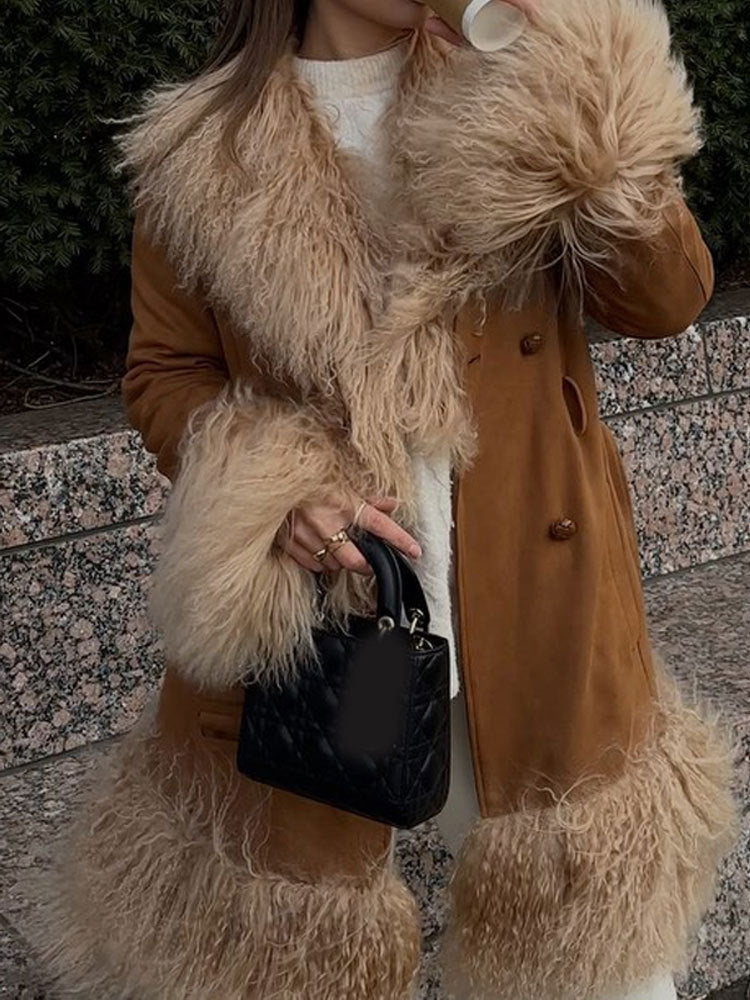 Oversized winter coat for women with luxurious faux fur collar Lune London