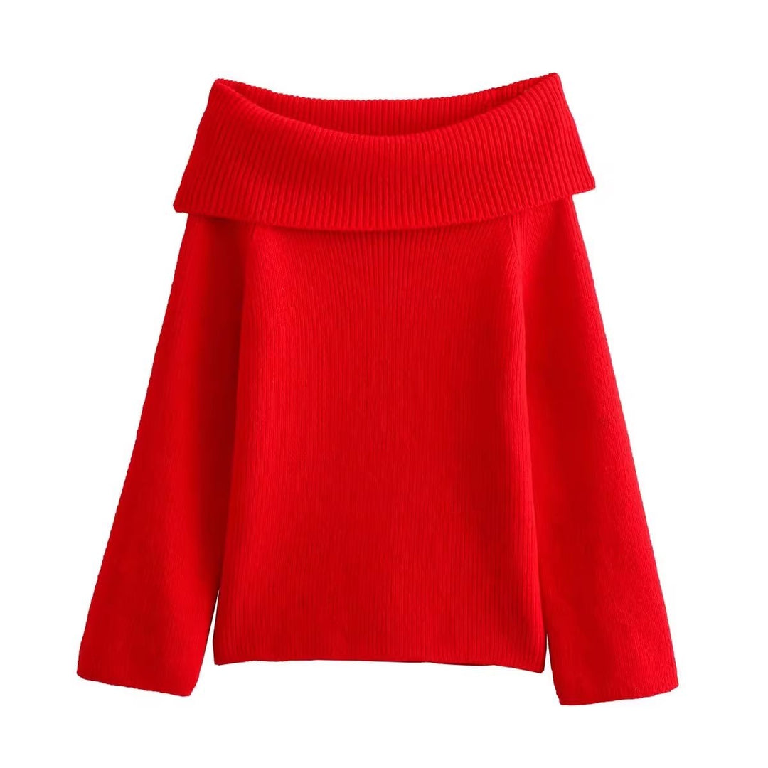 Elegant knitted sweater for women with wide turtleneck Lune London