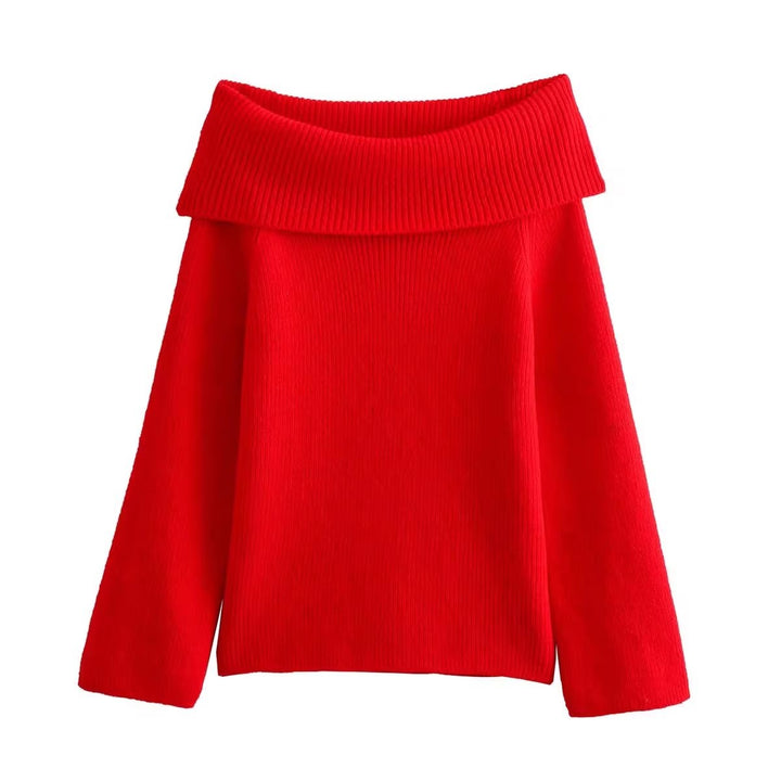 Elegant knitted sweater for women with wide turtleneck Lune London