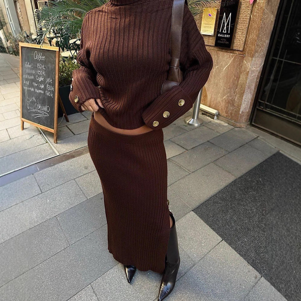 Lune London knitted pleated skirt and sweater set for women