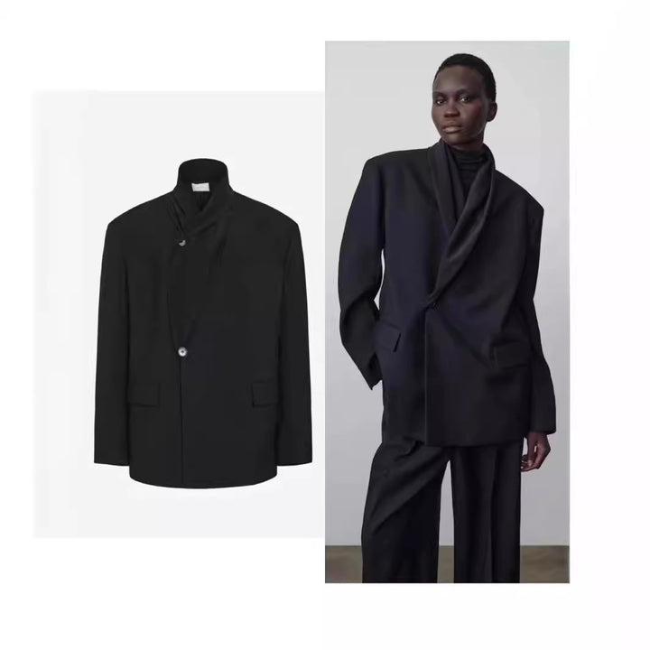 Blazer oversize féminin à la mode avec devant drapé Chic & Stil