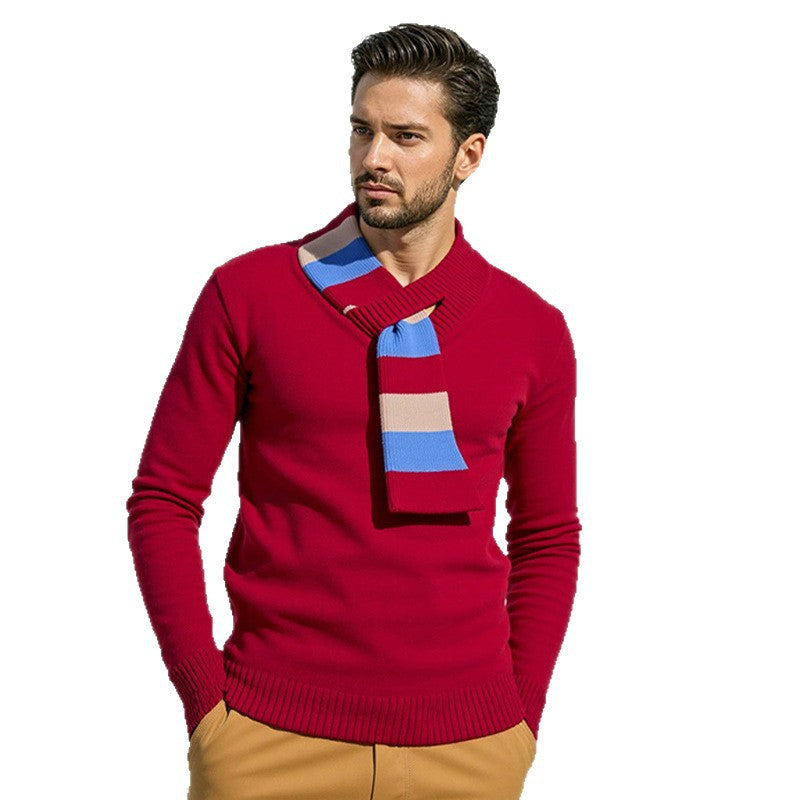 Elegant men's sweater with modern V-neck and fine ribbed details Lune London