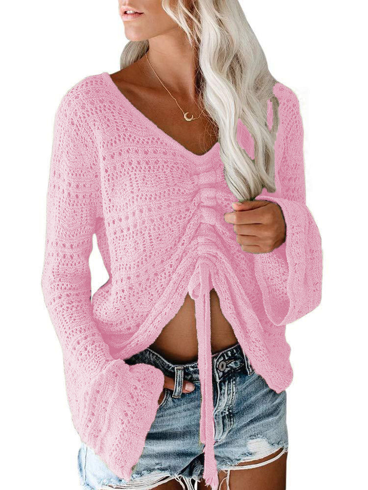 Women's trendy V-neck sweater with gathers Lune London