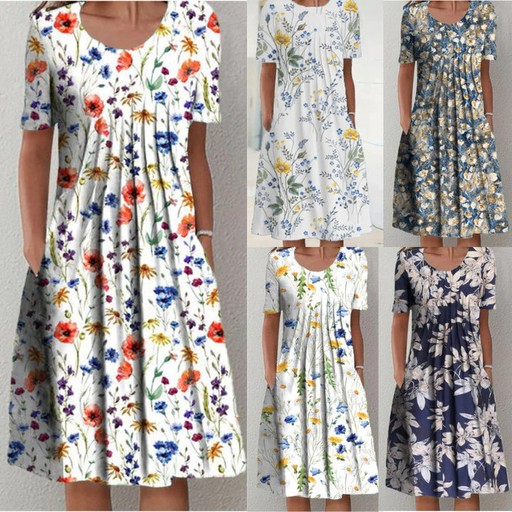 Maxi dress for women with a floral design and wide sleeves Lune London