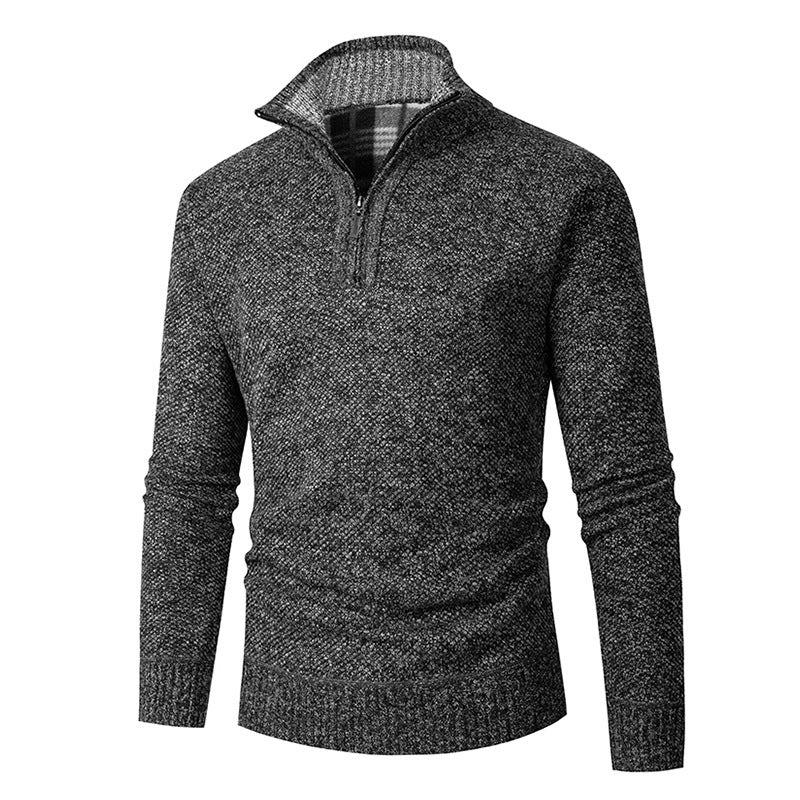Cozy knitted sweater for men with half-zip Lune London