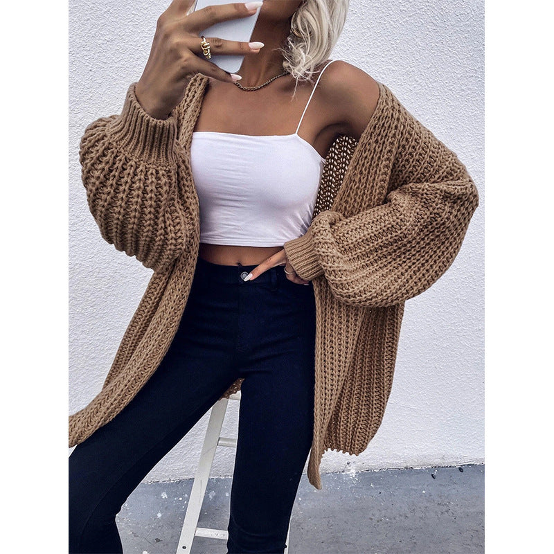 Ladies Knit Cardigan with Wide Sleeves and a Casual Chic Look and Style