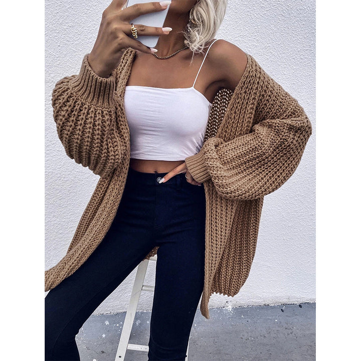 Thick knit jacket for women with oversized sleeves and front opening Lune London