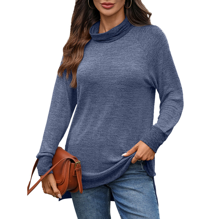 Casual sweater for women with high collar and side slits Lune London