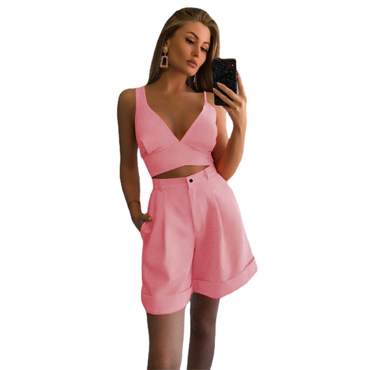 Chic and stylish set for modern women crop top and wide shorts